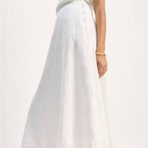 Everlane Elegant White Eyelet Maxi Skirt